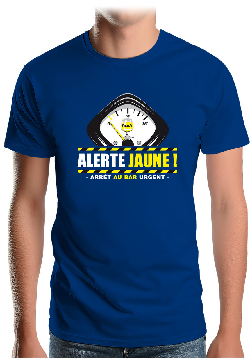 T-Shirt Homme Alcool Alerte jaune