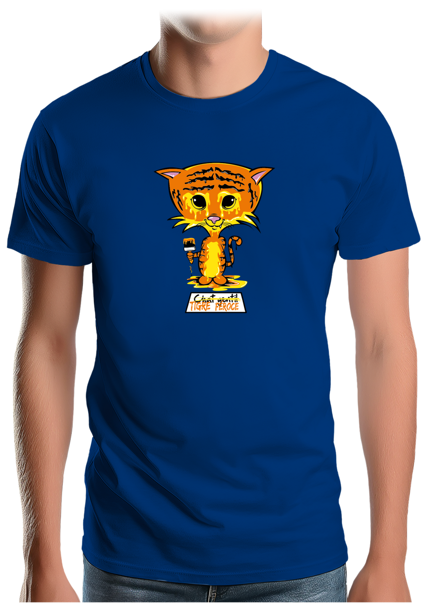 T-Shirt Homme Chat gentil en tigre féroce