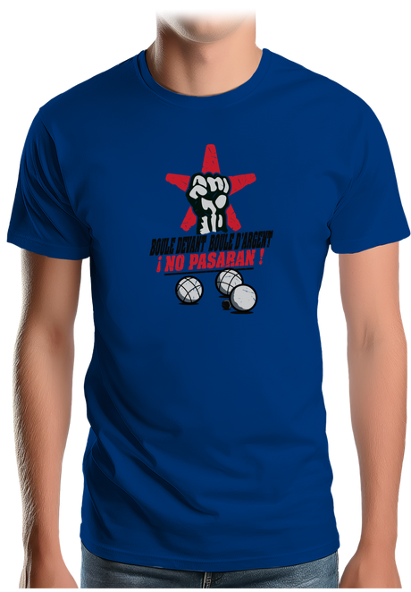 T-Shirt Homme À la pétanque, boule devant, boule d'argent