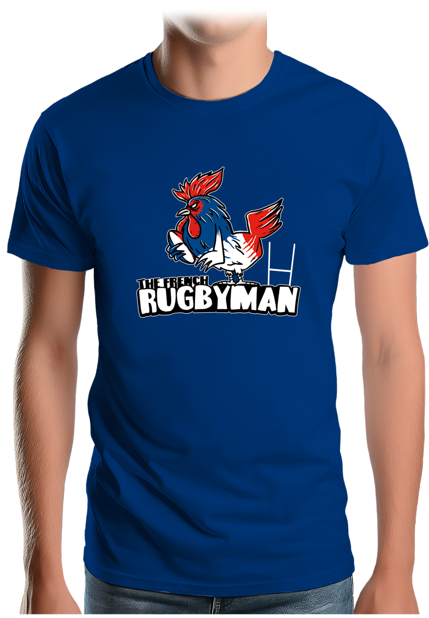 T-Shirt Homme Coq bleu blanc rouge du rugby français