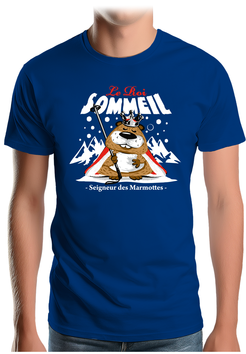 T-Shirt Homme Le roi sommeil, seigneur des marmottes