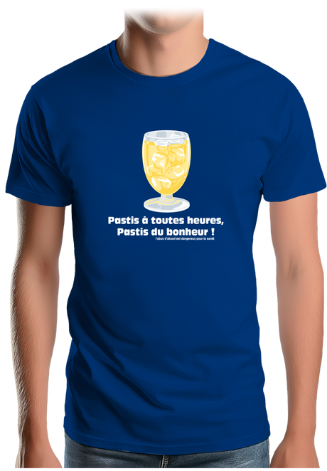 T-Shirt Homme Alcool Pastis à toute heures, pastis du bonheur