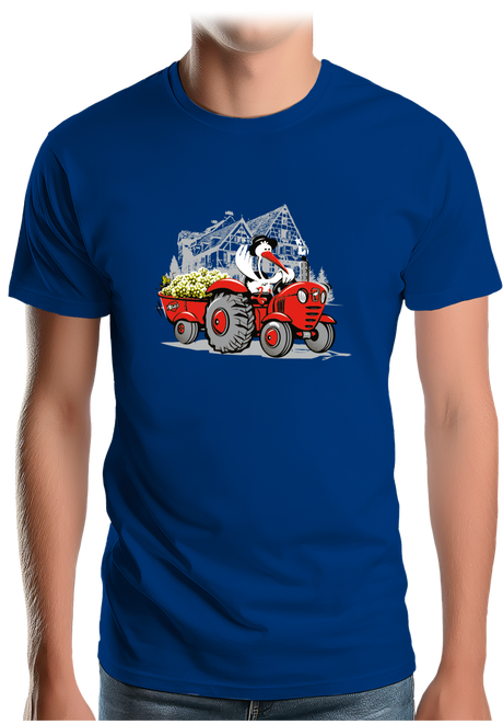 T-Shirt Homme Les vendanges Alsaciennes avec cigogne