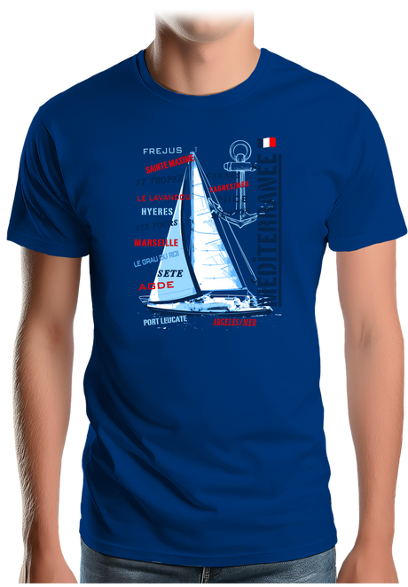 T-Shirt Homme Voilier cote méditerranée