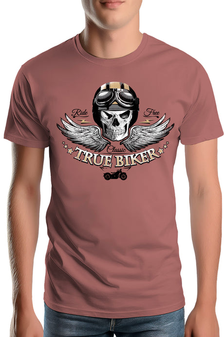 T-Shirt Homme Vrai biker tête de mort
