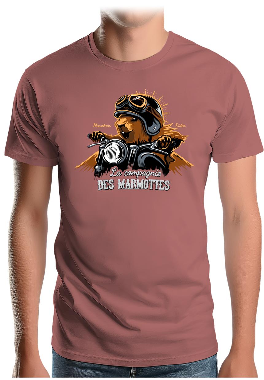 T-Shirt Homme Compagnie des Marmottes en Moto