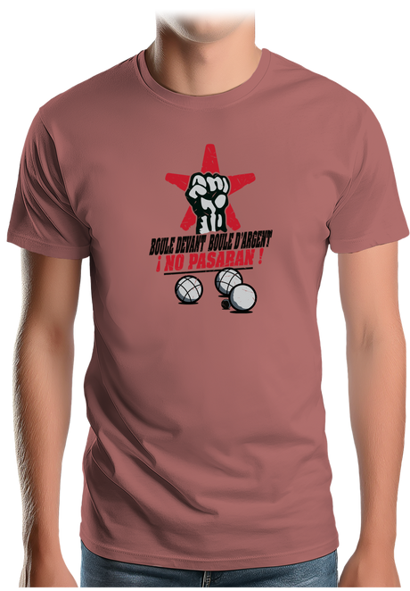 T-Shirt Homme À la pétanque, boule devant, boule d'argent