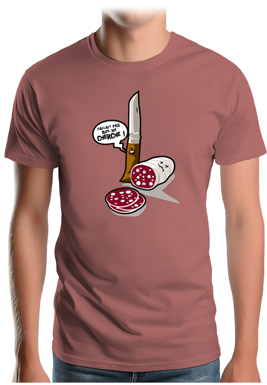 T-Shirt Homme Fallait pas saucisson VS couteau de Savoie