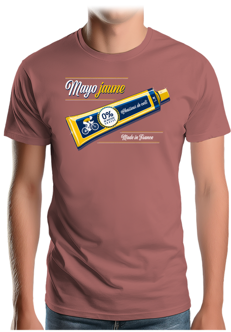 T-Shirt Homme Mayo jaune en vélo