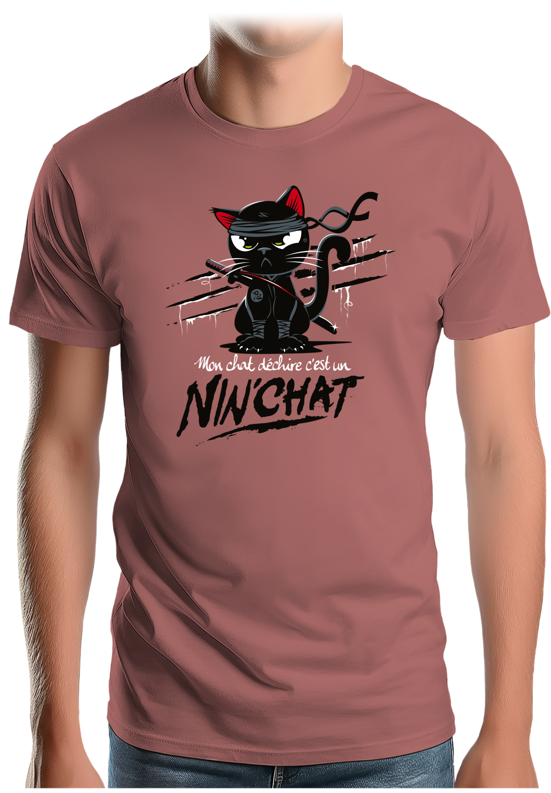 T-Shirt Homme Mon chat déchire tout c'est un Ninja