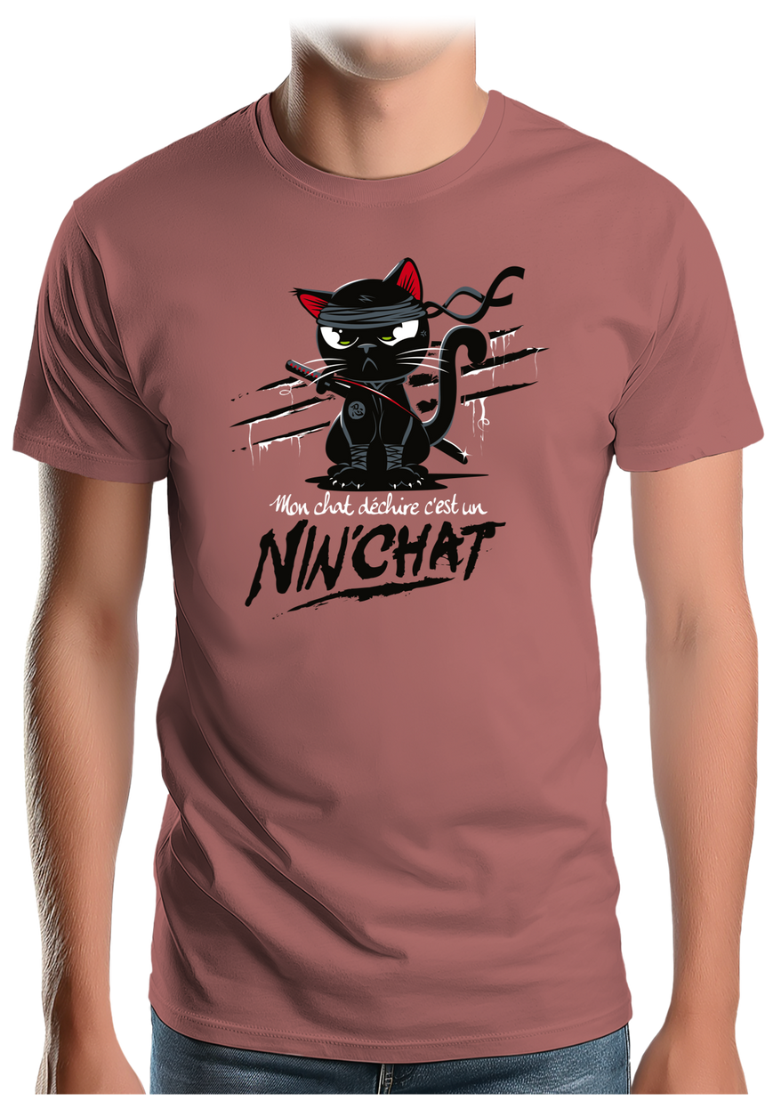 T-Shirt Homme Mon chat déchire tout c'est un Ninja