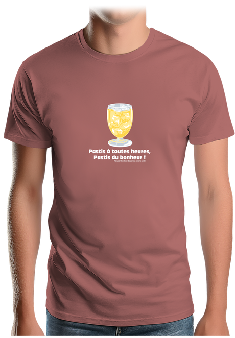 T-Shirt Homme Alcool Pastis à toute heures, pastis du bonheur