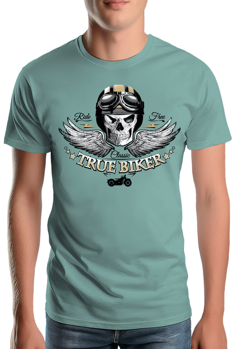 T-Shirt Homme Vrai biker tête de mort
