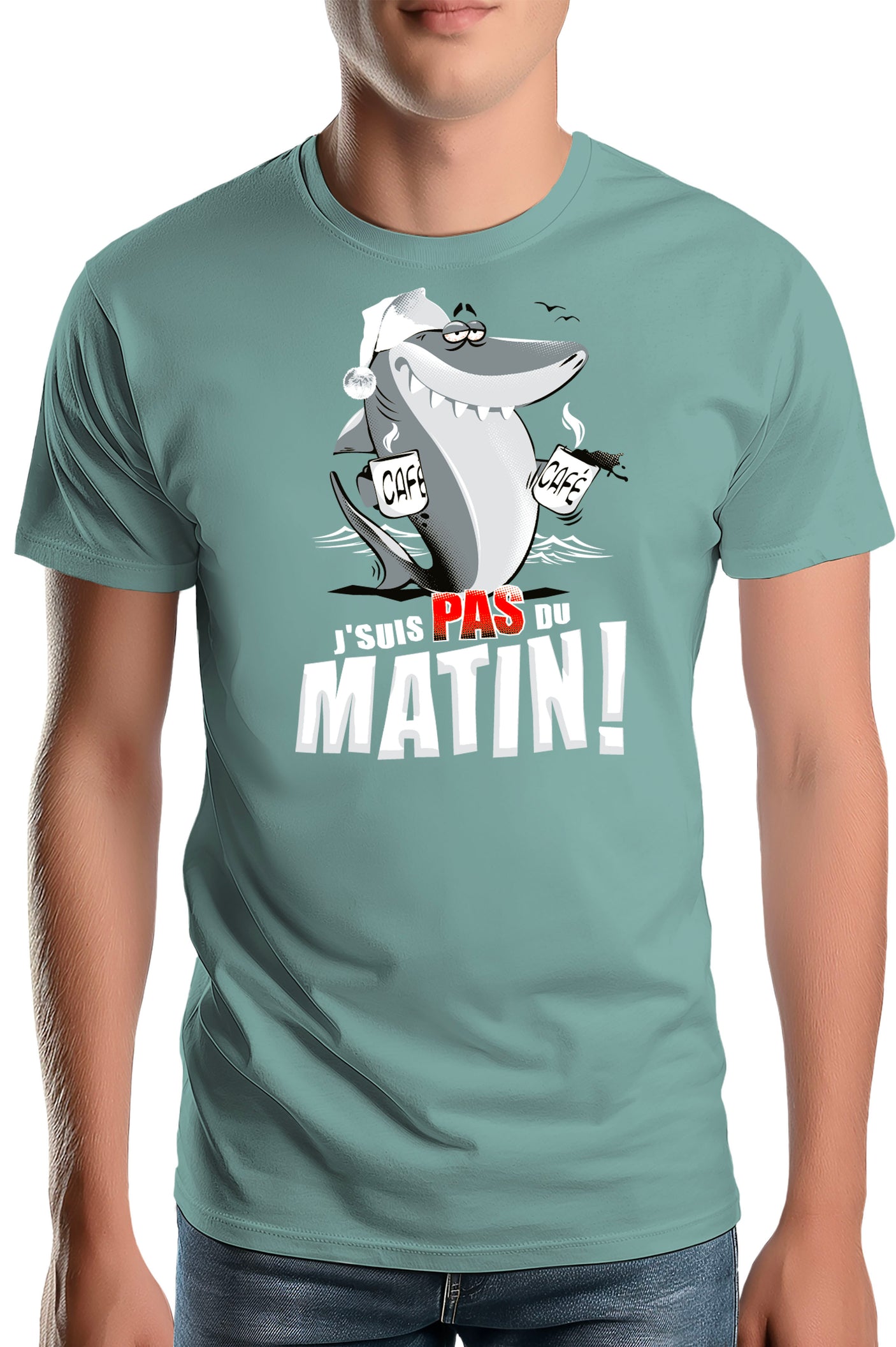 Tee-Shirt Homme Requin je suis pas du matin