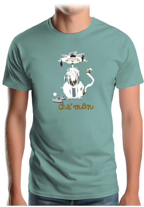 T-Shirt Homme Cha'man, le chat peace and love