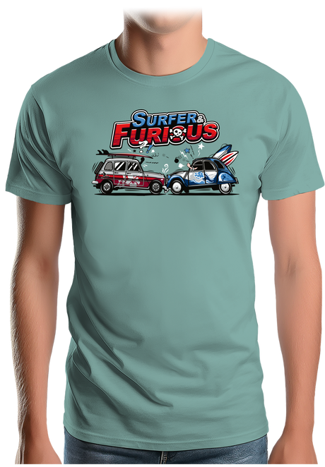 T-Shirt Homme Surfer & Furious Voiture 4L vs 2CV
