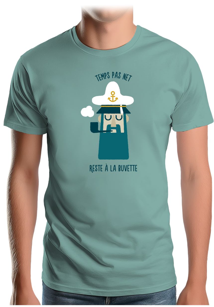 T-Shirt Homme Temps pas net, capitaine reste à la buvette