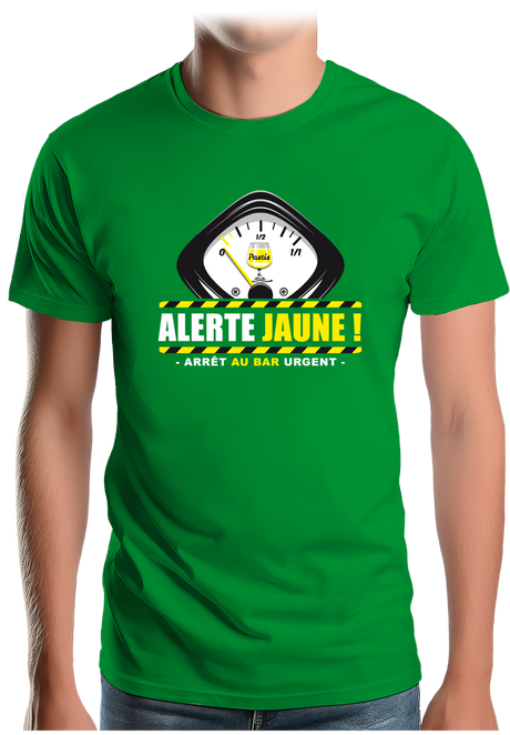 T-Shirt Homme Alcool Alerte jaune