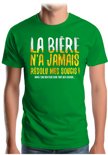 T-Shirt Homme Alcool, la bière n'a jamais résolu mes soucis...
