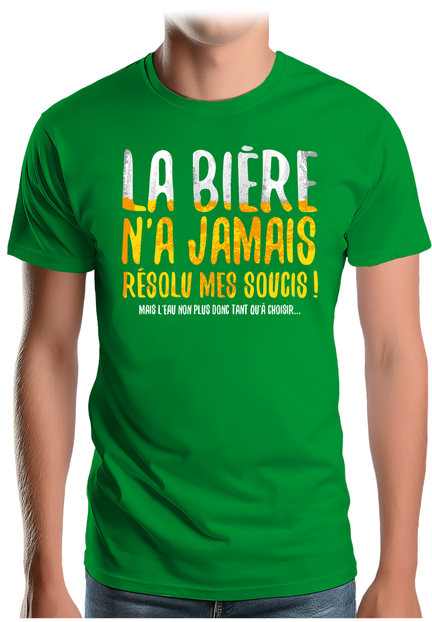 T-Shirt Homme Alcool, la bière n'a jamais résolu mes soucis...