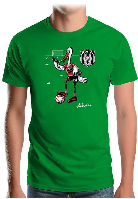 T-Shirt Homme Cigogne d'Alsace qui joue au foot