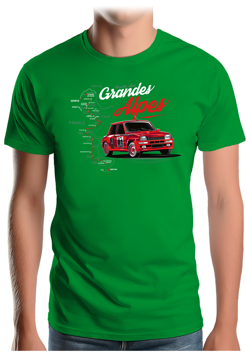 T-Shirt Homme La route des grandes Alpes en voiture
