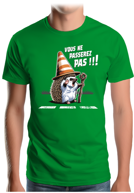 T-Shirt Homme Hérisson Gandalf, vous ne passerez pas sur la route !