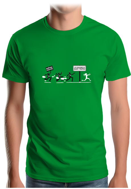 T-Shirt Homme Nudisme interdit sur la plage à St Trop (Recto/verso)