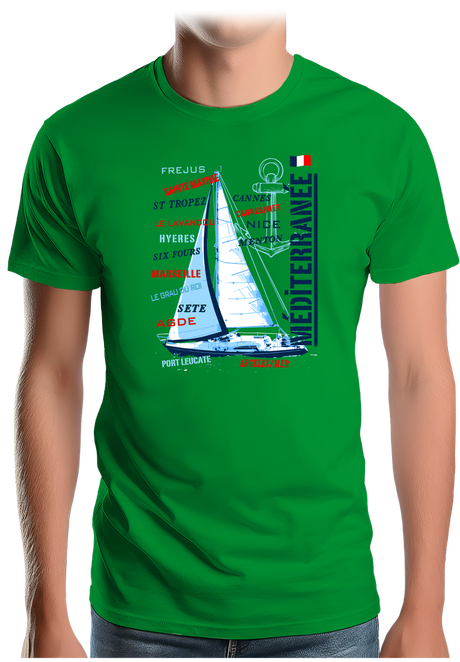 T-Shirt Homme Voilier cote méditerranée