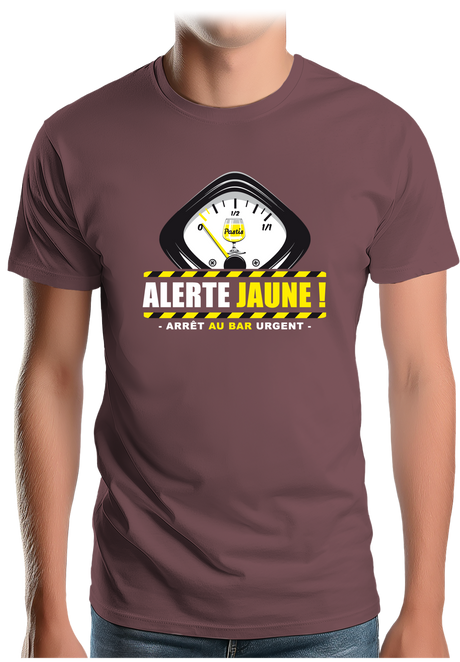 T-Shirt Homme Alcool Alerte jaune