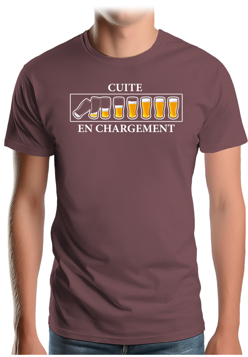 T-Shirt Homme Alcool, Cuite en chargement avec de la bière