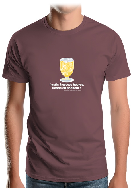 T-Shirt Homme Alcool Pastis à toute heures, pastis du bonheur