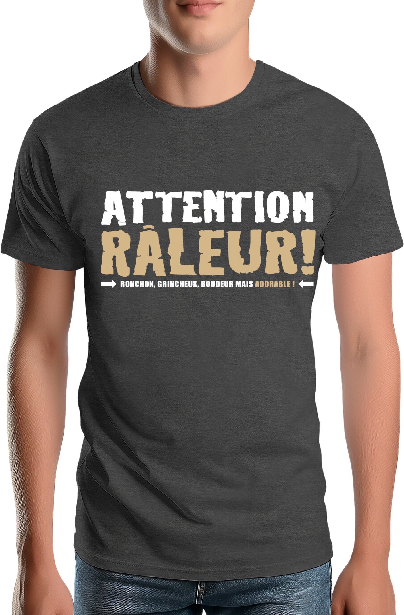 Tee-Shirt Homme Attention raleur en bronze