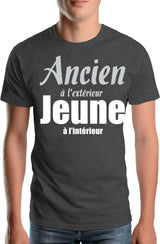T-Shirt Homme Ancien à l'extérieur et jeune à l'intérieur