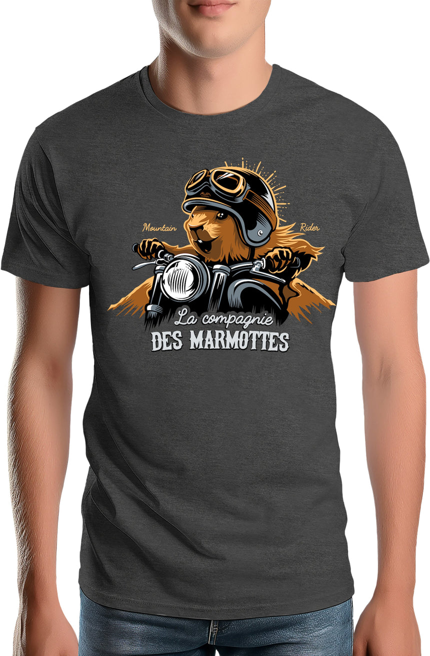 T-Shirt Homme Compagnie des Marmottes en Moto