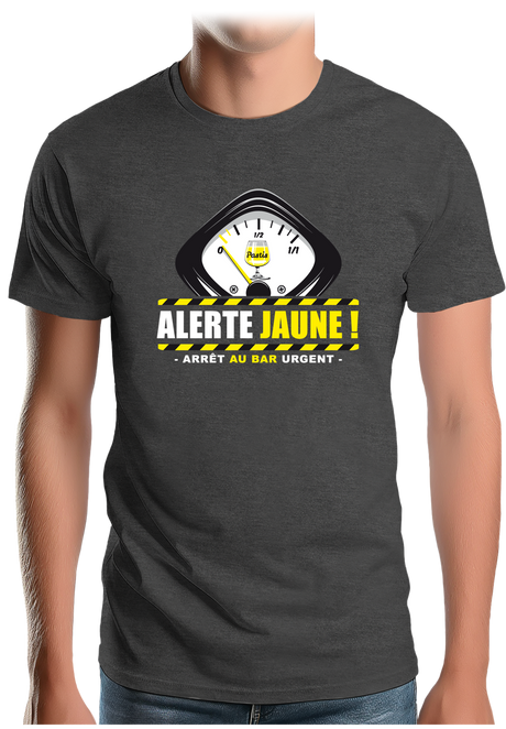 T-Shirt Homme Alcool Alerte jaune