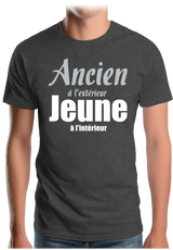 T-Shirt Homme Ancien à l'extérieur et jeune à l'intérieur