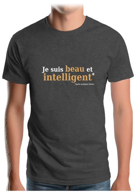 T-Shirt Homme Beau et intelligent Or