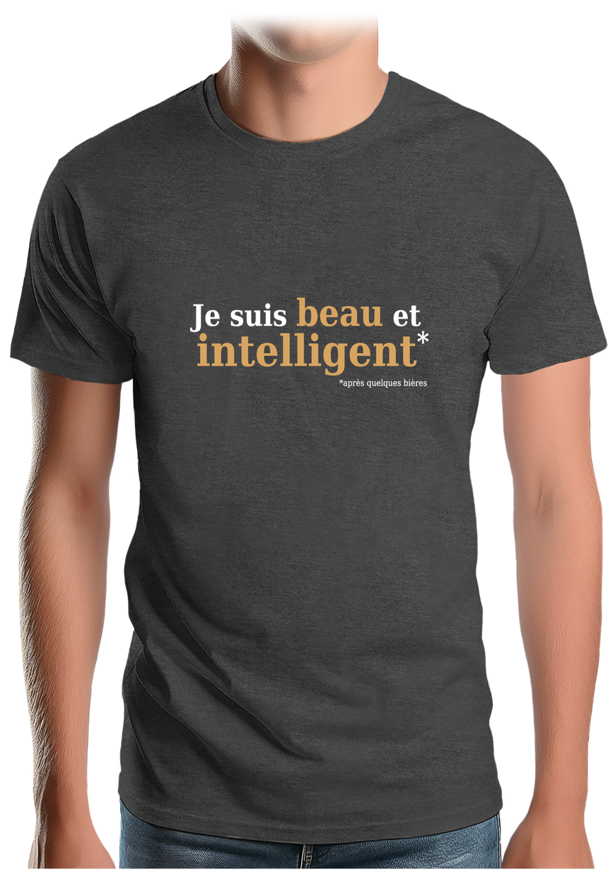 T-Shirt Homme Beau et intelligent Or