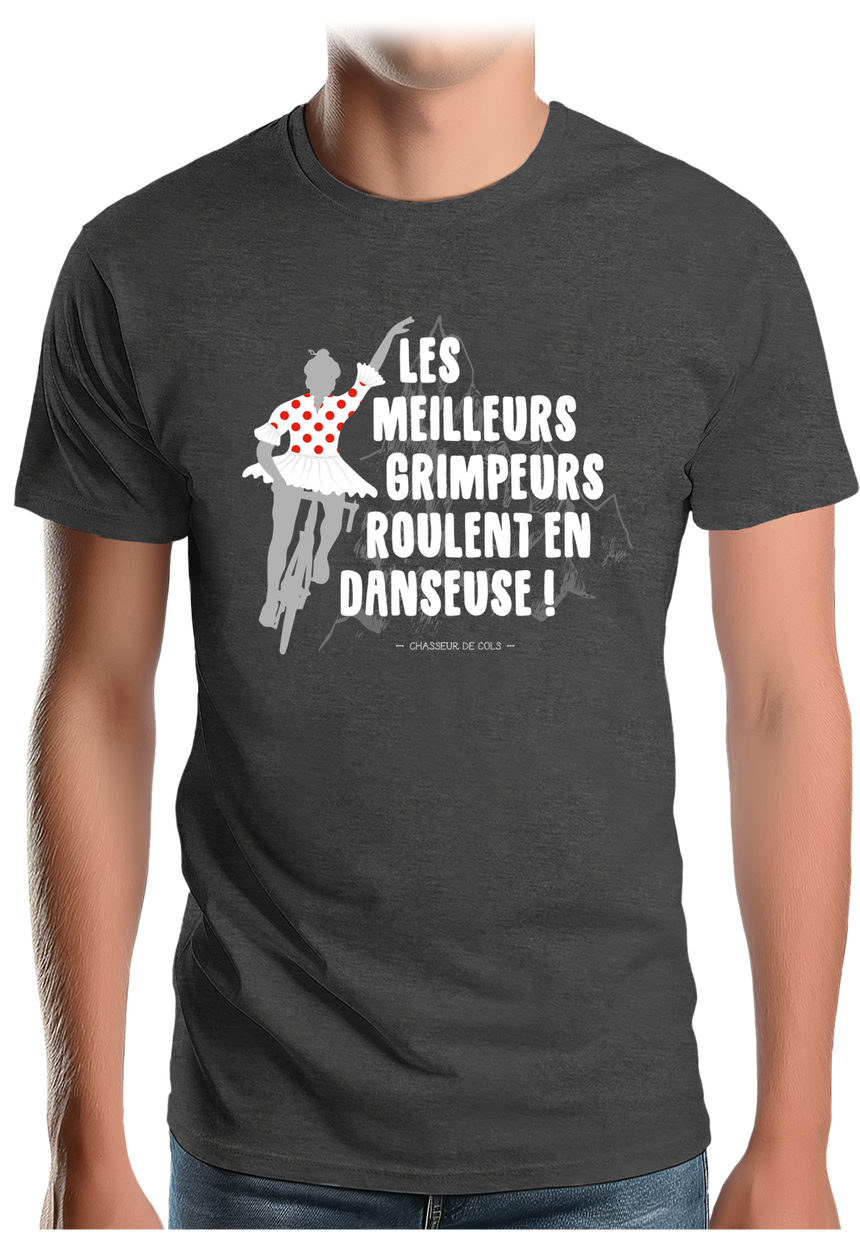 T-Shirt Homme En vélo les meilleurs grimpeurs roulent en danseuse