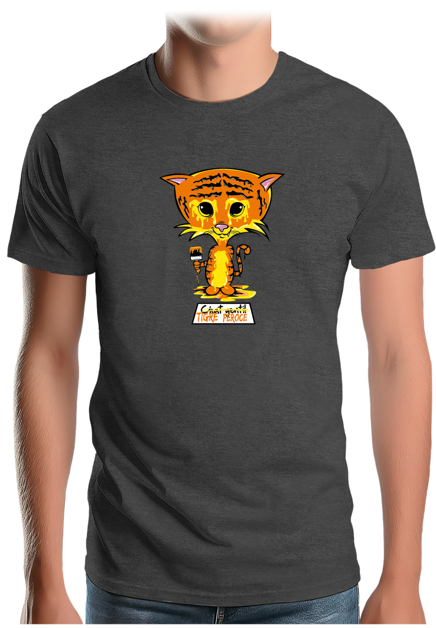 T-Shirt Homme Chat gentil en tigre féroce