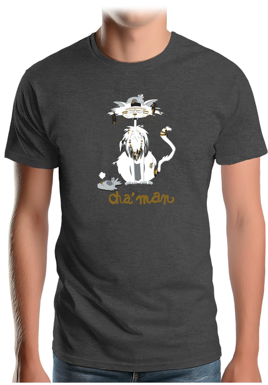 T-Shirt Homme Cha'man, le chat peace and love