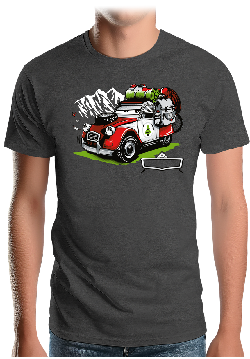 T-Shirt Homme Voiture 2CV à la montagne