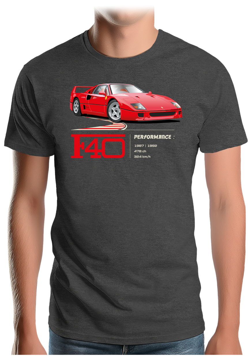 T-Shirt Homme Voiture F40 le V8 iconique