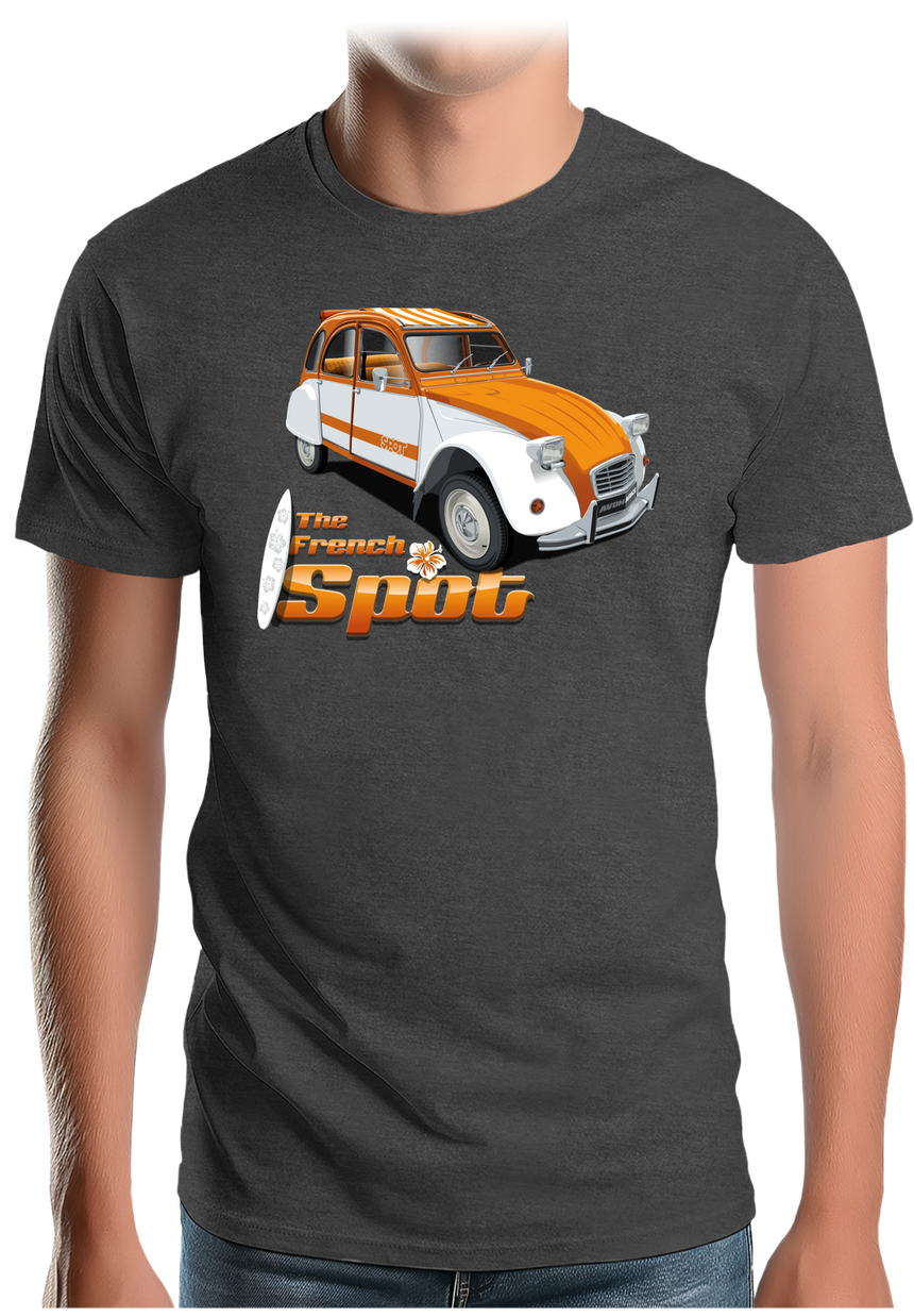 T-Shirt Homme Voiture 2CV French spot sud avec surf