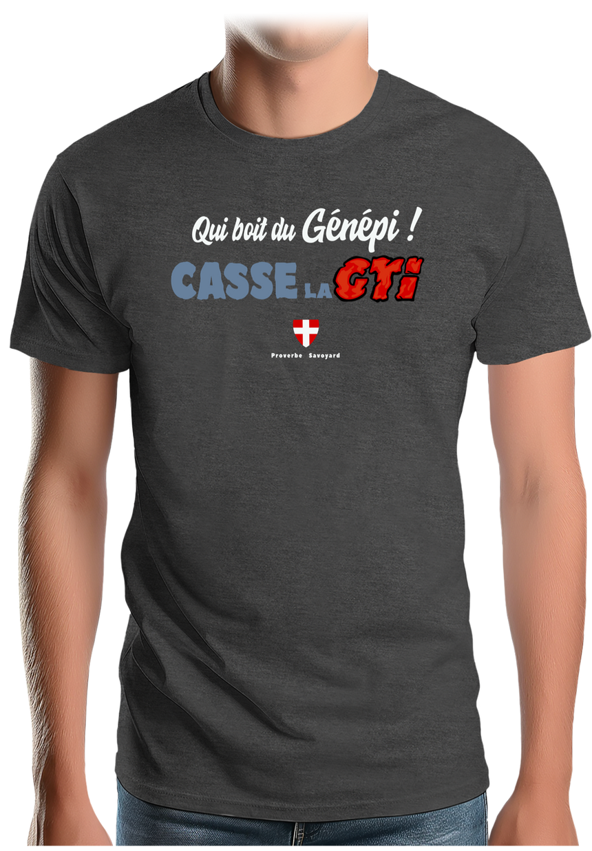 T-Shirt Homme Qui boit le Génépi casse la GTI