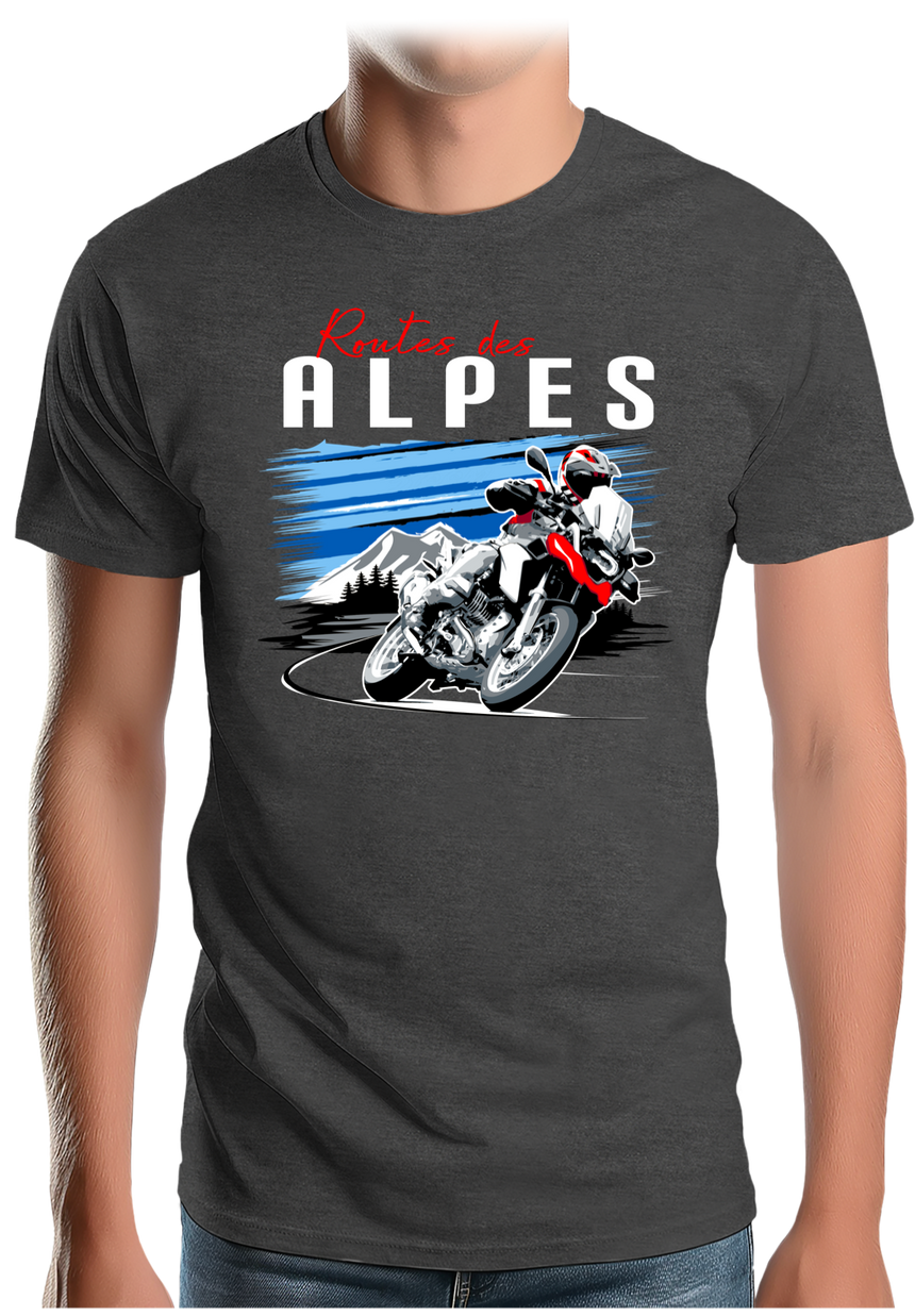 T-Shirt Homme Moto Allemande sur les routes des Alpes