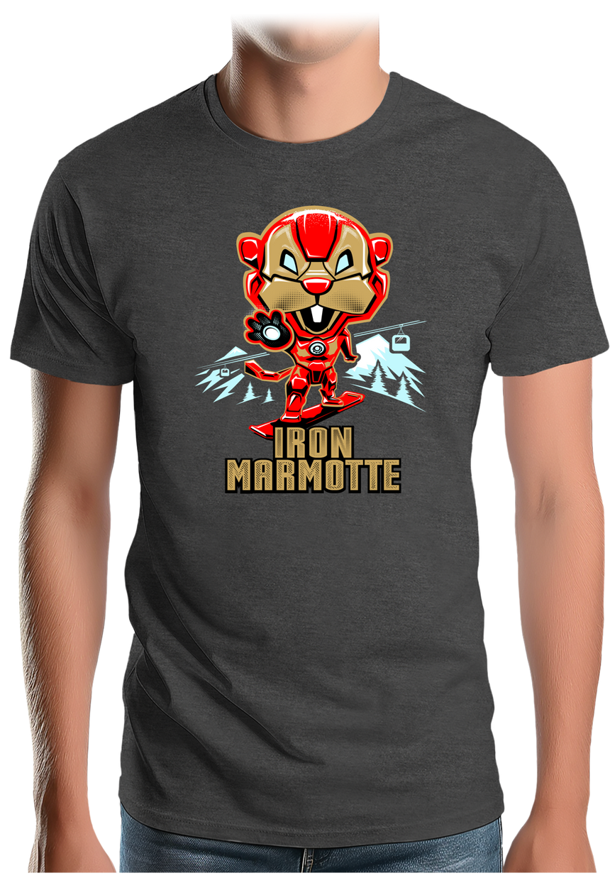 T-Shirt Homme Iron Marmotte au ski