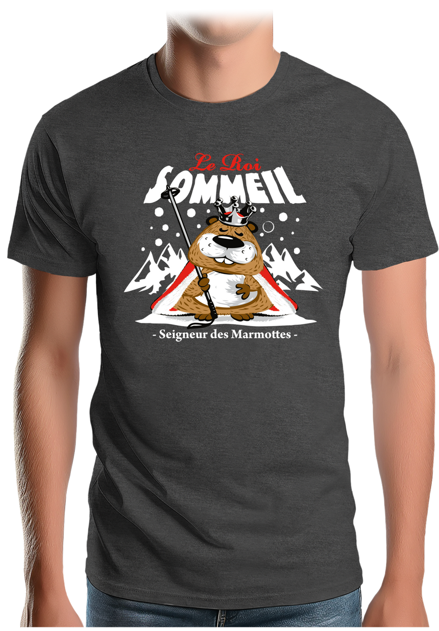 T-Shirt Homme Le roi sommeil, seigneur des marmottes