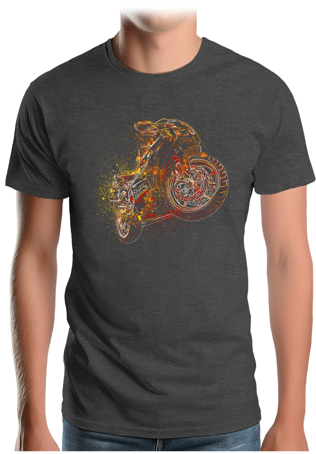 T-Shirt Homme Dessin moto abstrait
